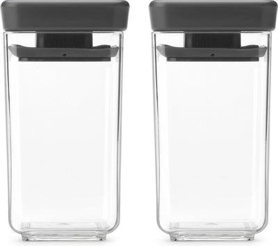 Brabantia Tasty+ recipientes de almacenamiento - apilables - 2 x 0,15 l - gris oscuro