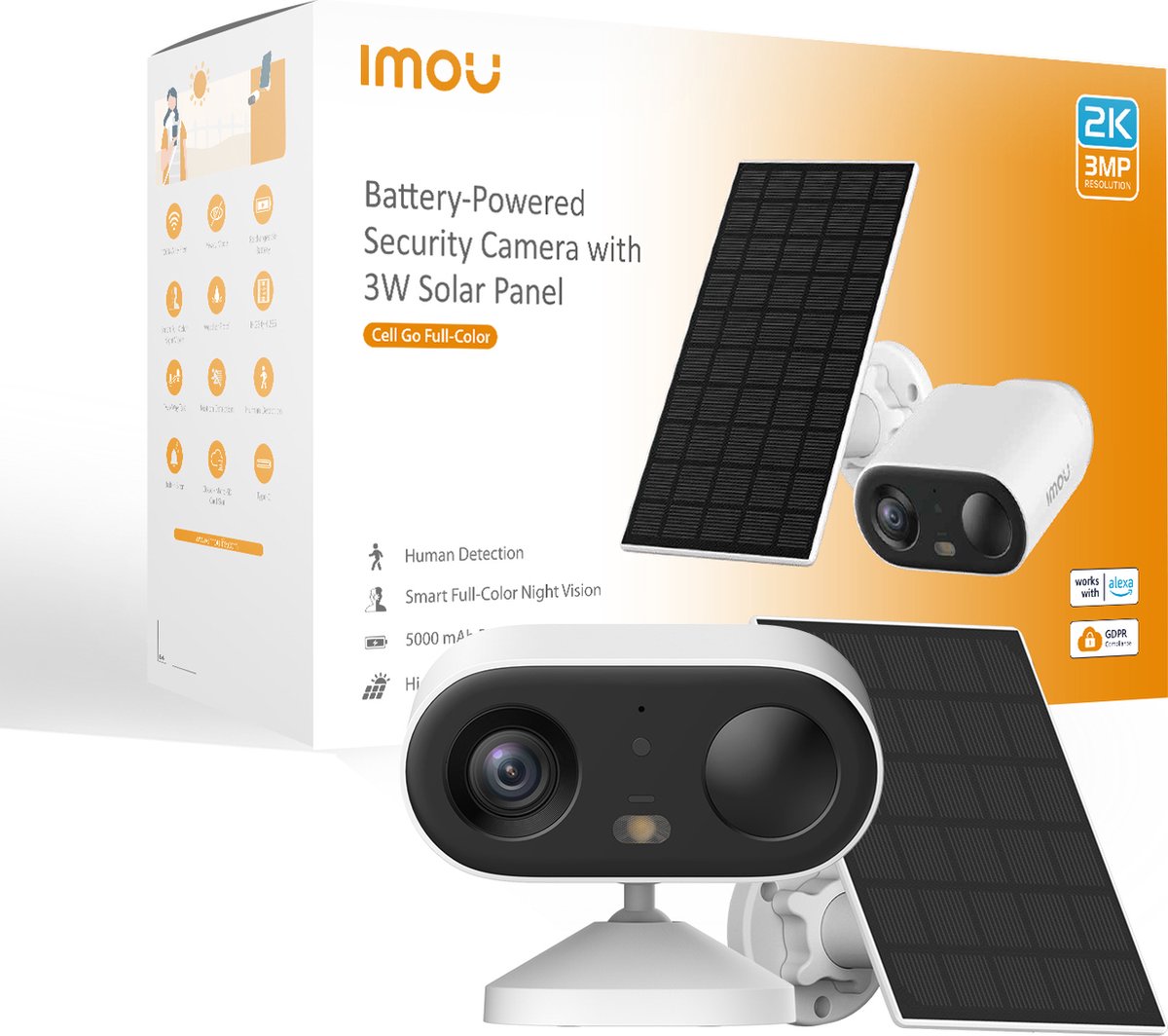 Imou cell go full color kit security camera (white, 100% wireless, with solar panel)