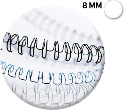 Dorsi di rilegatura in metallo Fellowes - 8 mm - 34 anelli - a4 - bianco - 100 pezzi