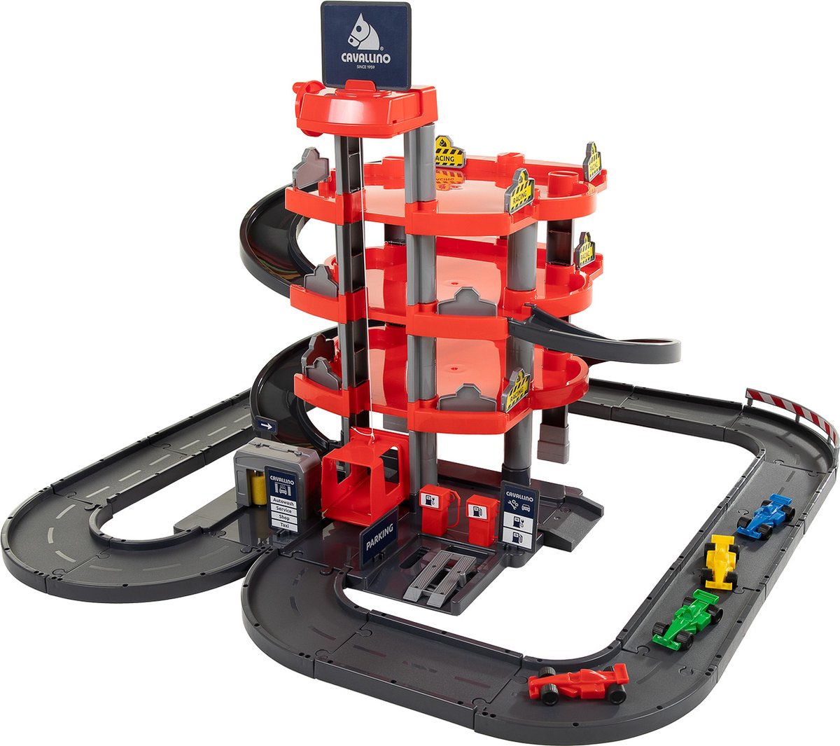 Cavallino Toys Cavallino Racing Garage con 4 piani e auto da gioco