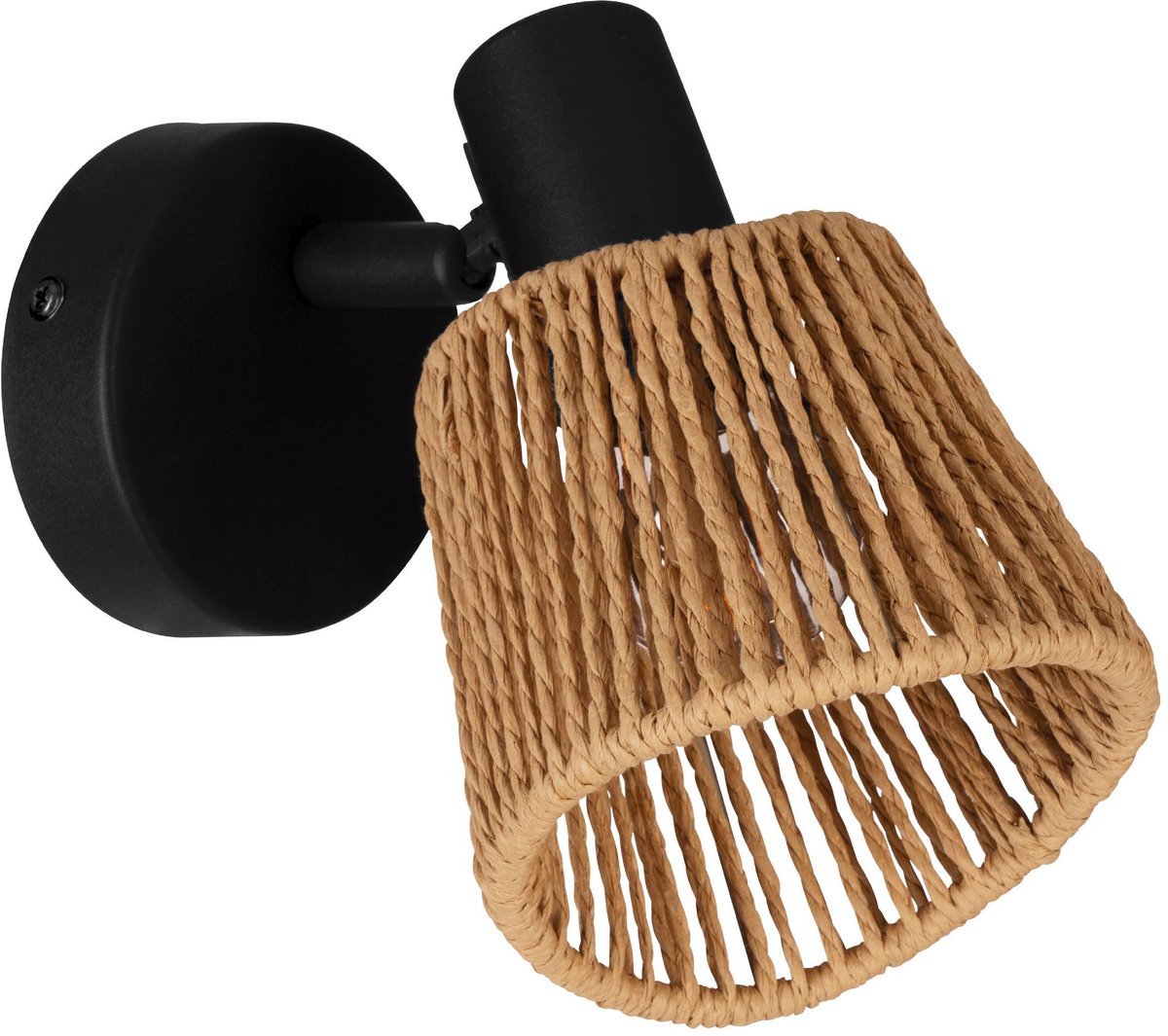 Eglo keelby spot - e14 - 11 cm - zwart natuurlijk bruin - papier - kantelbaar