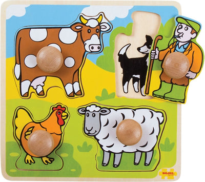 Bigjigs Wooden Nick Puzzle Farm, 4dlg.