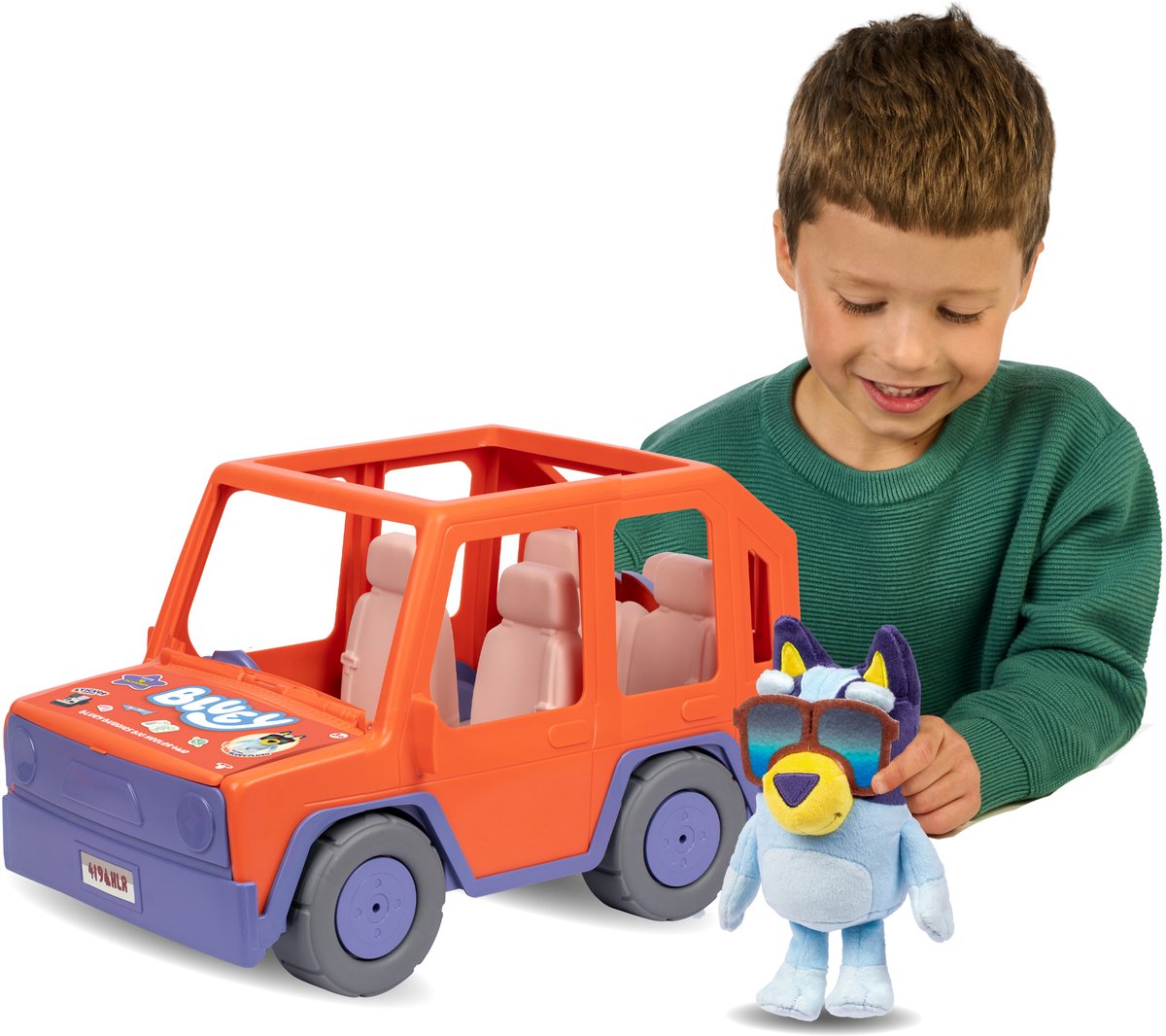 Moose Toys bluey - set da gioco bluey buddies big heeler 4wd - incl. peluche blu