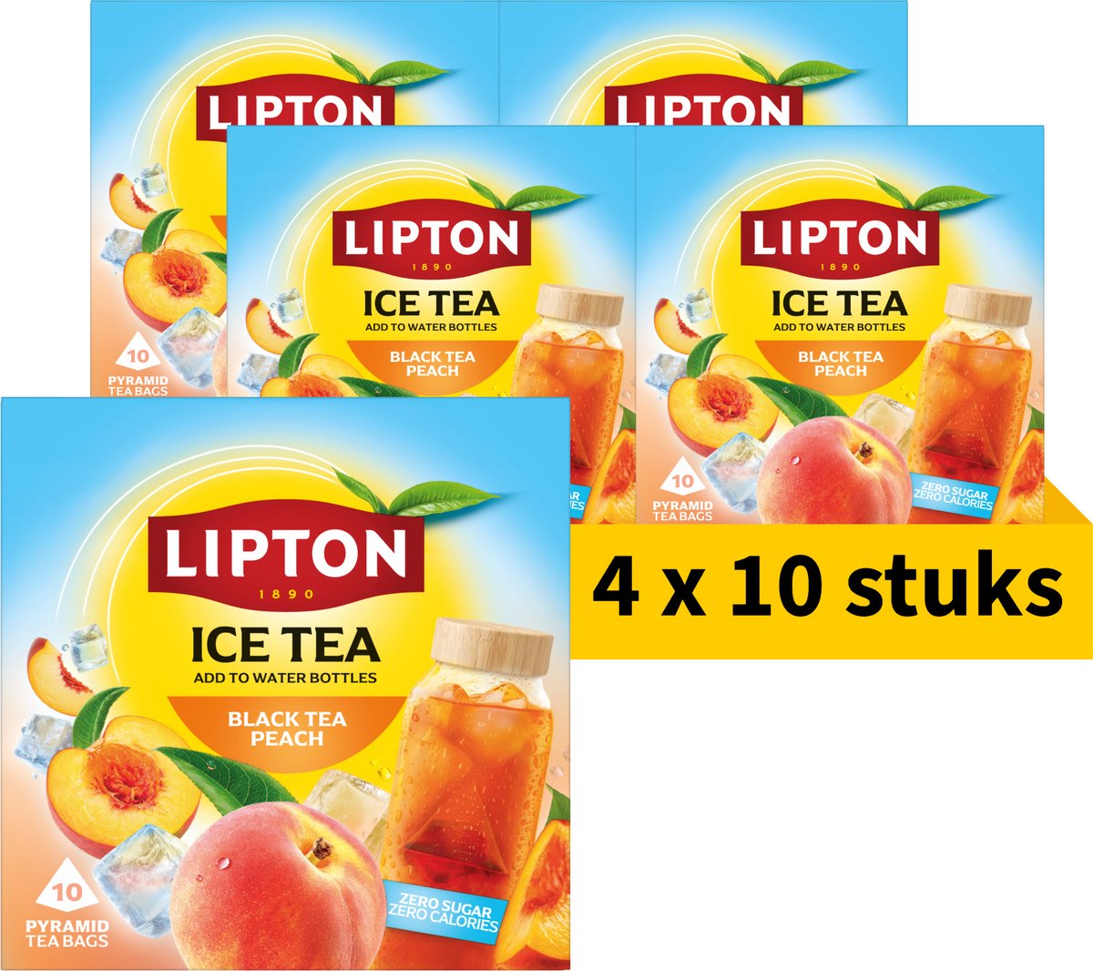 Lipton tè freddo tè nero alla pesca - 40 bustine di tè piramidale - tè nero alla pesca - 4 x 10 bustine - confezione risparmio
