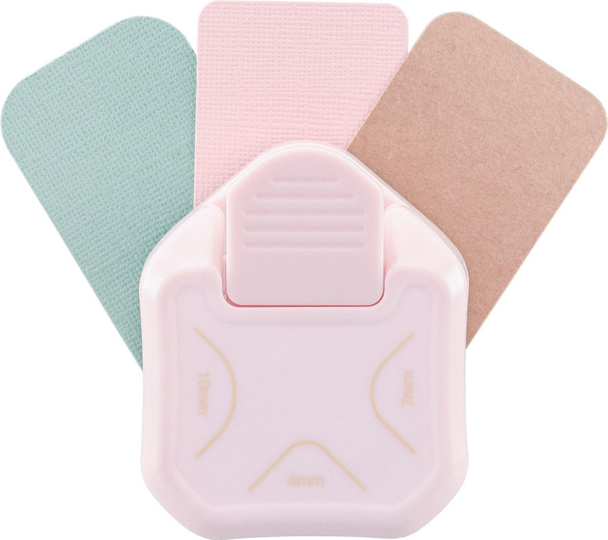 Vaessen creative pons - hoekpons - 3 in 1 label pons - 4, 7, en 10 mm - roze