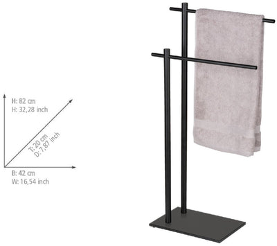 Porta asciugamani Wenko resera acciaio nero opaco e vetro nero - porta asciugamani - porta asciugamani - porta asciugamani freestanding