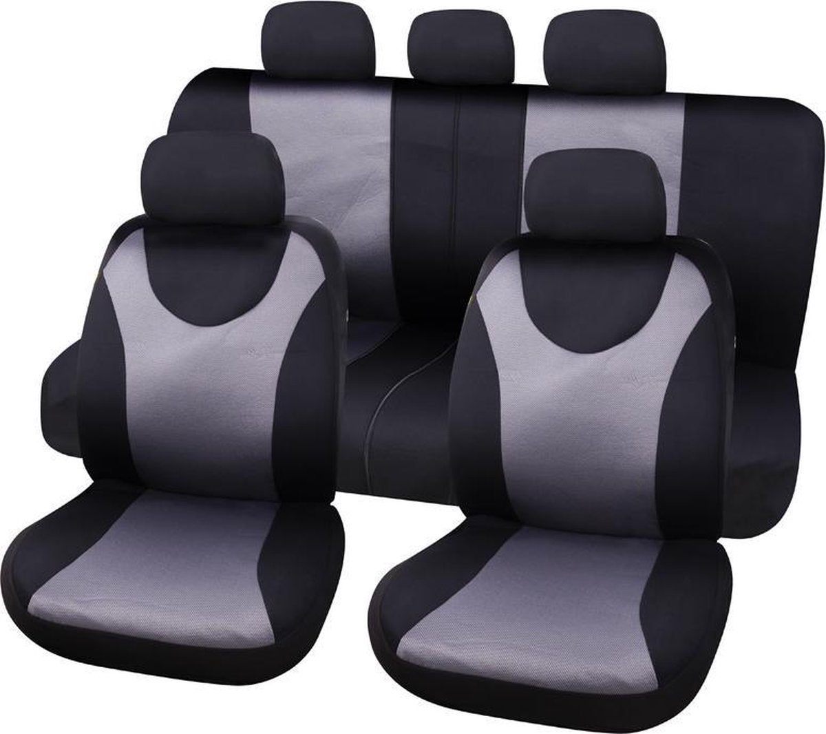 Carpoint stoelhoesset london 9-delig zwart grijs