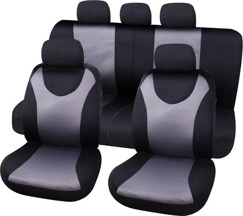 Set coprisedili Carpoint London 9 pezzi nero grigio