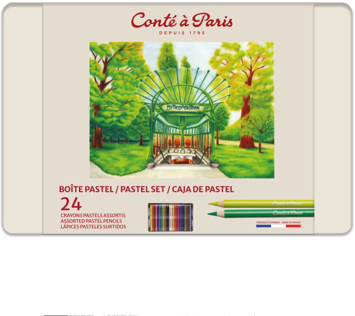 Set de lápices pastel Conté à paris 2182 24 piezas | pasteles altamente pigmentados en caja de metal