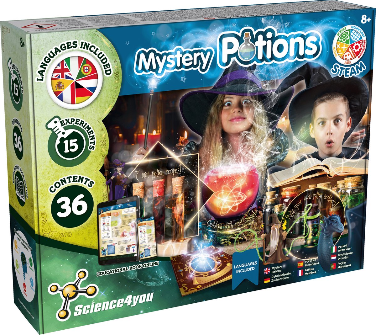 Science 4 you science4you pociones misteriosas – caja de experimentos de química – 25 experimentos mágicos con espuma de colores – a partir de 8 años