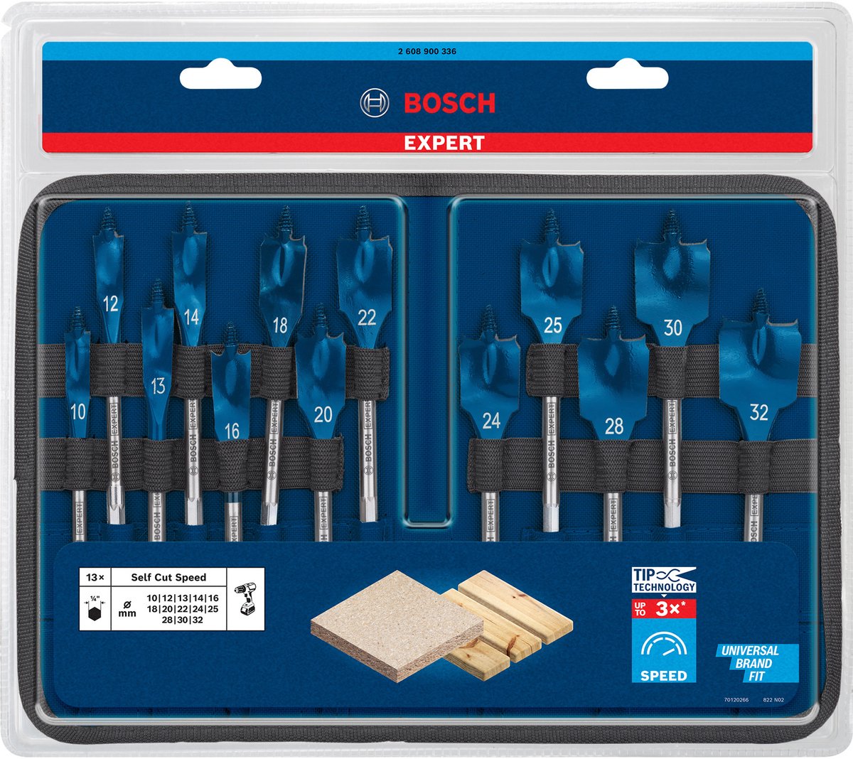 Bosch profesional - expert set di punte veloci self cut speed 10 12 13 14 16 18 20 22 24 25 28 30 32 mm 13 pezzi