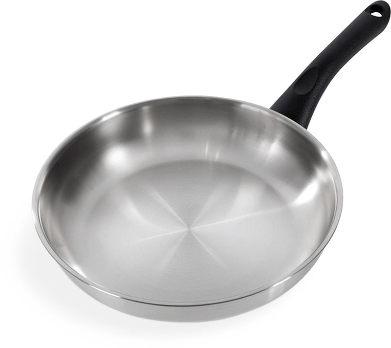 Sartén bk negrita 24cm - sin revestimiento antiadherente sin pfas - sartén de inducción - sartén de acero inoxidable - asas frías - apta para horno hasta 160°c - asas frías - sin tapa - plateada