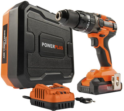 Taladro de impacto y tornillo Powerplus powdp15211 - taladro de impacto de 20v - incl. batería 20v 2.0ah y cargador 2.0a