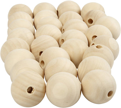 Perlina di legno Creativ Company, d 25 mm, misura del foro 4,5 mm, 100 pezzi 1 scatola