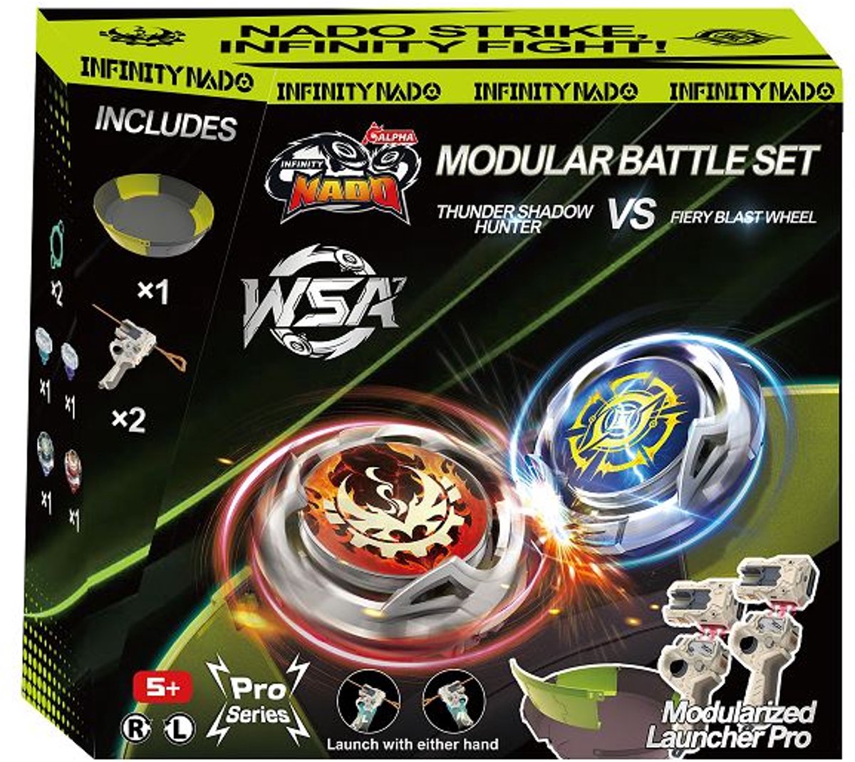 Infinity nado - juego de batalla arena + 2 lanzadores + 2 peonzas de metal