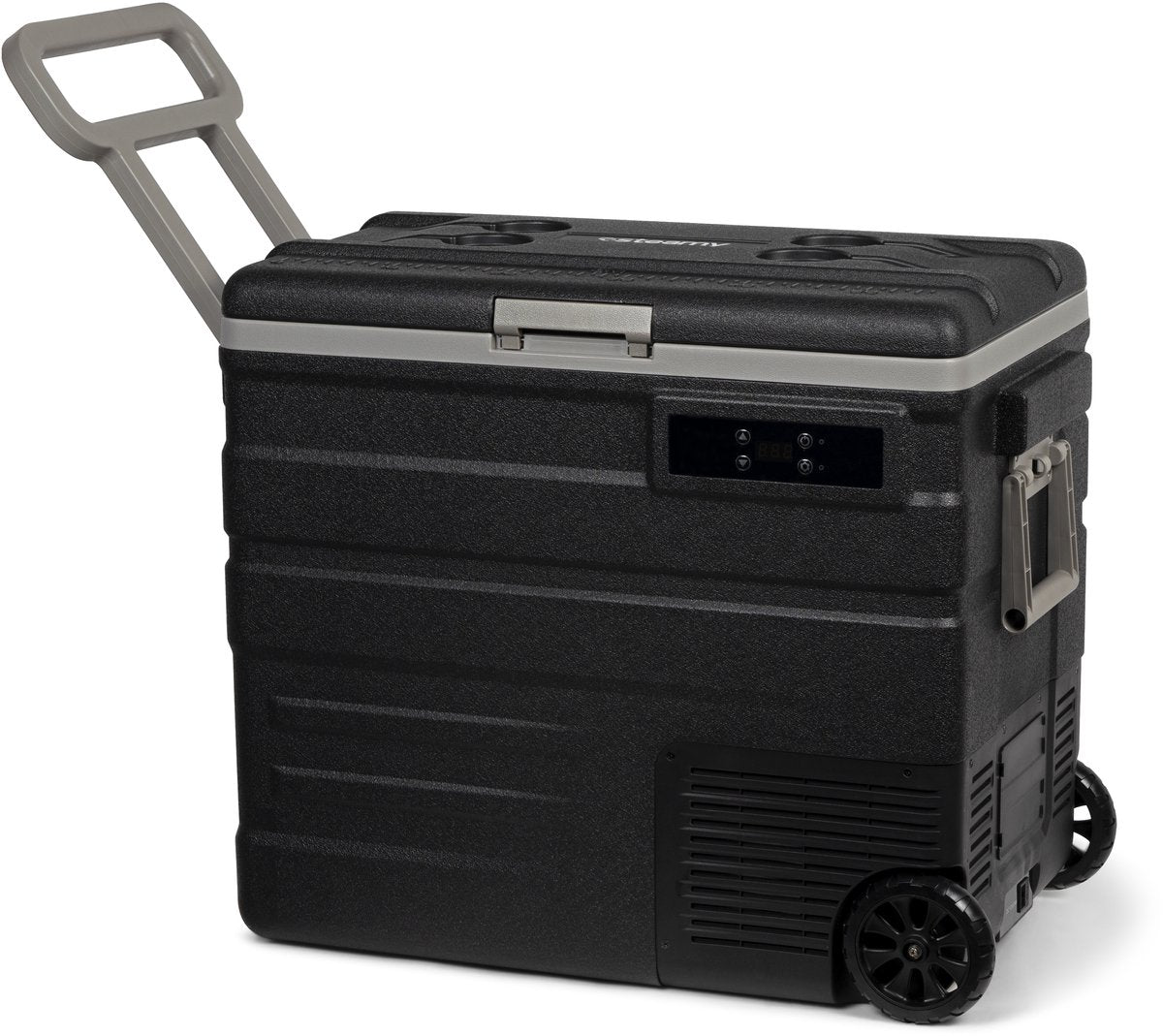 Frigo portatile Steamy -e con compressore elettrico a rulli monozona su ruote - monozona - 65 litri - 12v e 230v - per auto e campeggio - nero