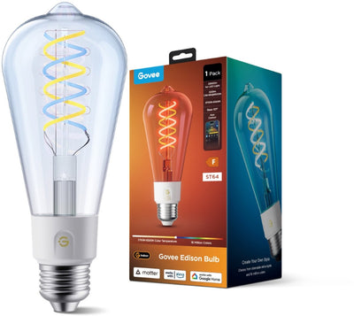 Govee lampada a filamento smart edison e27 materia colori rgb e bianco caldo - rgbww - st19 - 1 pacco