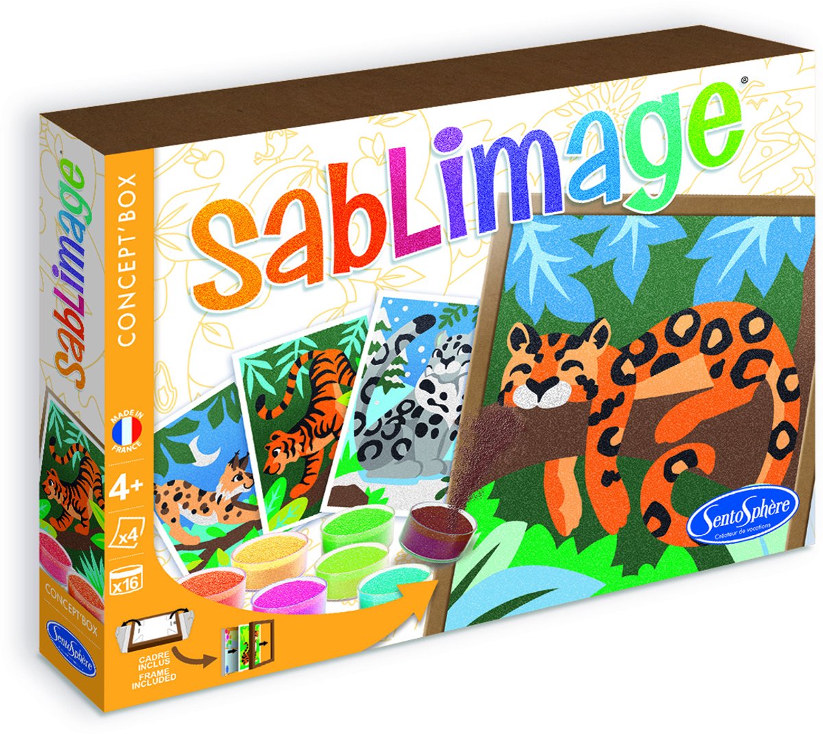 Sentosphère zandkunst knutselset wilde katten - creatieve speelbox.