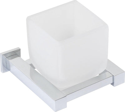Plieger cube cup holder frosted glass chrome - wall mounted - toothbrush holder bathroom
