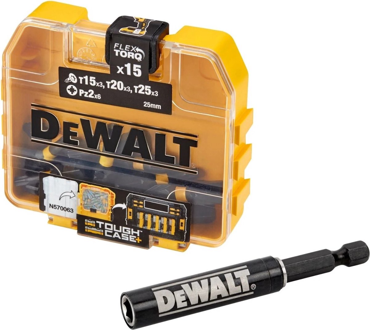Accesorios diablillo dewalt act torsión 15 piezas act mixto tic tac + guía de tornillos - dt70522t-qz