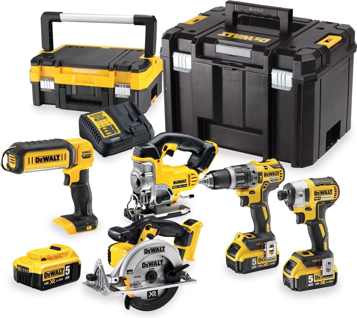 Dewalt dck551p3t set combinato di batterie 5 pezzi 18v xr 5.0ah in tstak