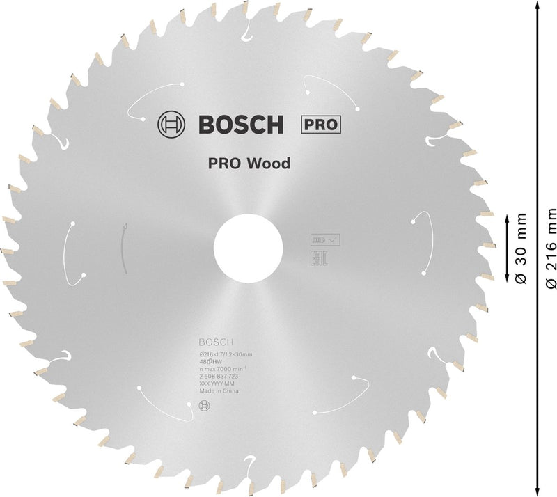 Bosch professional pro wood - cirkelzaagblad - cordless cirkelzaagblad, 216 x 1,7 x 30 mm, t48