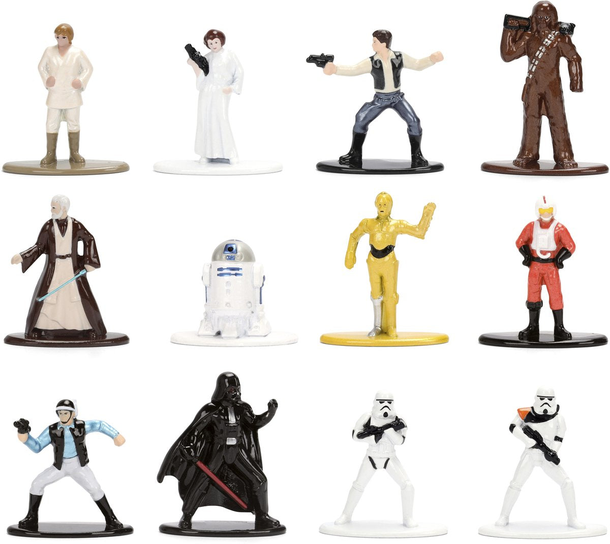 Jada - speelfiguur disney -star wars 12 pack nanofiguren - han solo - leya - luke skywalker - obi wan kenobi - c3po - r2d2 - chewbacca - stormtrooper - darth vader - rebel pilot