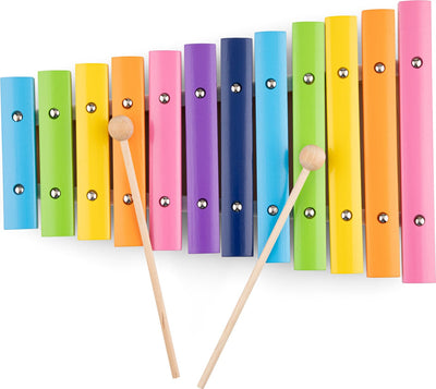 Giocattolo xilofono in legno Woet ® - strumento giocattolo colorato con libretto di musica e 2 bastoncini - stimola lo sviluppo musicale - da 2 anni
