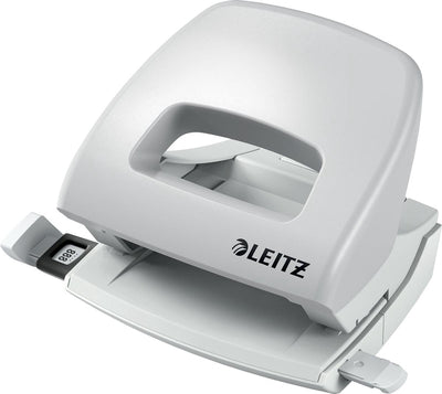 Mini perforatrice Leitz nexxt - perfora fino a 16 fogli - per cartellette e raccoglitori ad anelli - ideale per l'home office, il posto di lavoro a casa - bianco