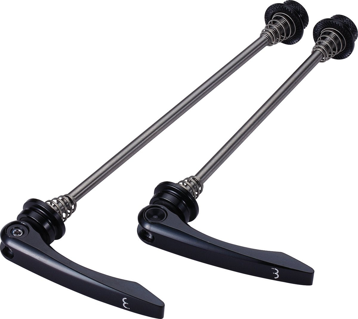 Bbb cycling quick release set lightblock - lichtgewicht snelspanners fiets voor- en achterwiel - titanium - 100mm 130mm - bqr-11