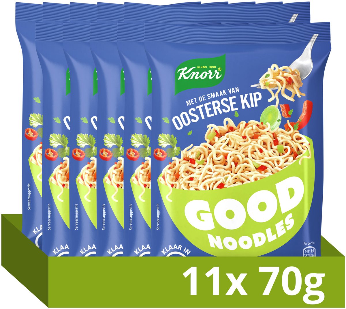 Knorr Good Noodles - Pollo Orientale - senza coloranti e conservanti artificiali - 11 x 70 g