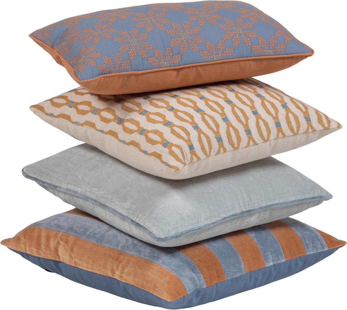Cuscini in legno lira - blu arancione - set di 4
