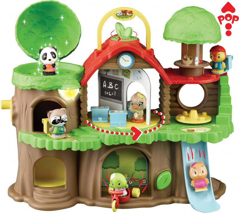 Klorofil il set da gioco scolastico - casa delle bambole - giocattolo interattivo per bambini - con l'uccello Callie, la tartaruga Lola, il procione Hugo - da 18 mesi - 13 pezzi