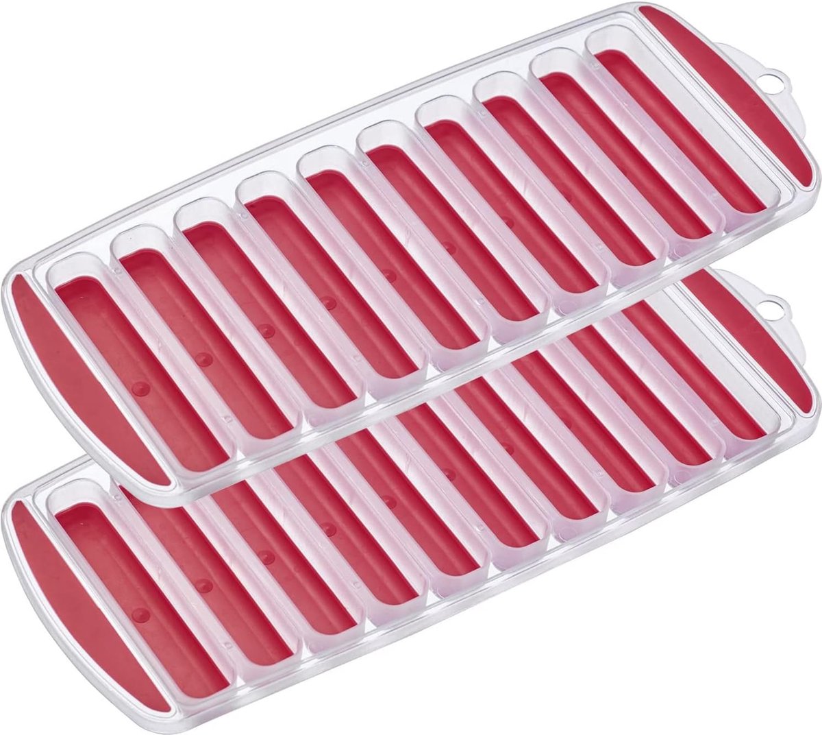 Stampo per cubetti di ghiaccio Westmark stixx per produrre 10 piccoli bastoncini di ghiaccio, ideale per bottiglie, rosso trasparente, plastica, senza BPA, 2 pezzi