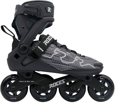 Pattini in linea Roces R-evo 84 – 84 mm – Scarpetta morbida – Stabilità extra confortevole – Blocco del tallone Easy Entry – abec-7 – Pattini in linea fitness – Uomo Donna – Nero Antracite – Taglia 44