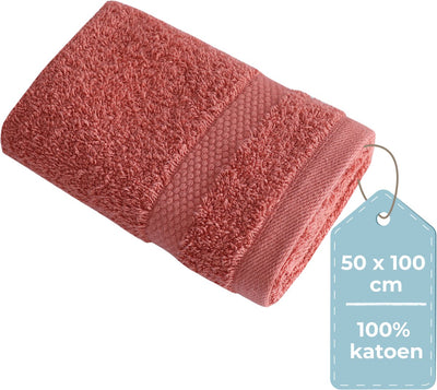 Silenzio. asciugamano living hush living - per pezzo - 50×100 cm - 100% cotone - qualità pesante 500 g m2 - bordo elegante e anello per appenderlo - corallo