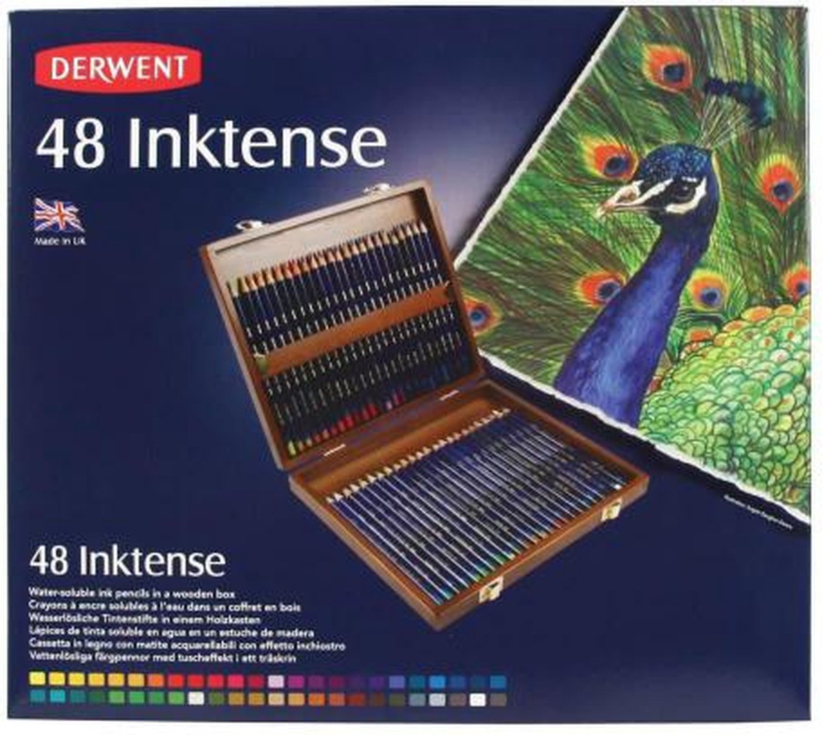 Derwent - lapicero inktense caja de madera con 48 lapices