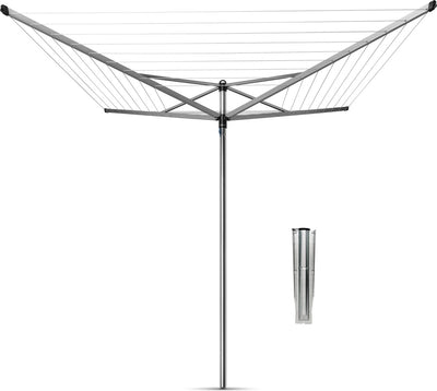 Secadora de ropa Brabantia top spinner - 40 m - con anclaje metálico al suelo - gris metalizado