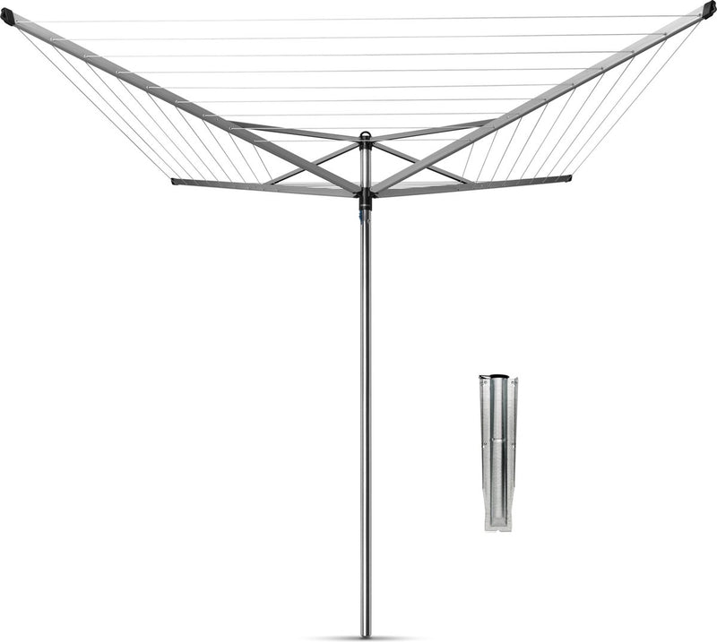 Stendibiancheria Top Spinner Brabantia - 40 m - con ancoraggio a terra in metallo - grigio metallizzato