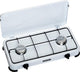 Campart camping kookstel ko-6382 - campingkooktoestellen 2 pitten – gas kooktoestel met rvs brander - wit