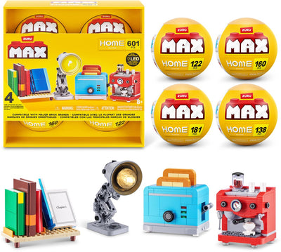 Max zuru home bouwset - boeken, koffie, broodrooster en lamp - 4-pack