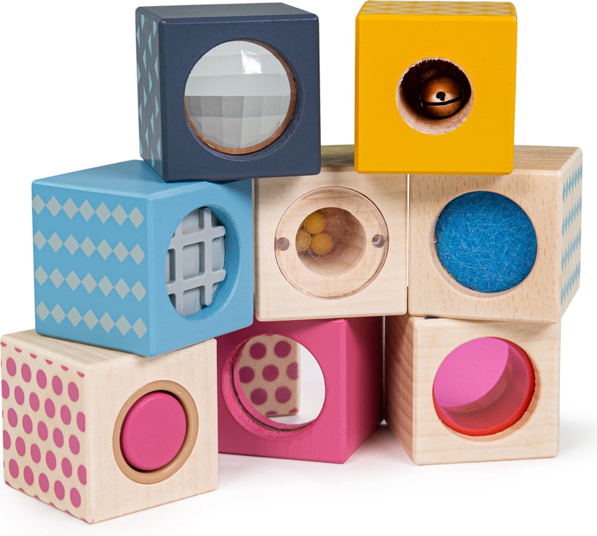 Bigjigs Senses de madera bloques de construcción