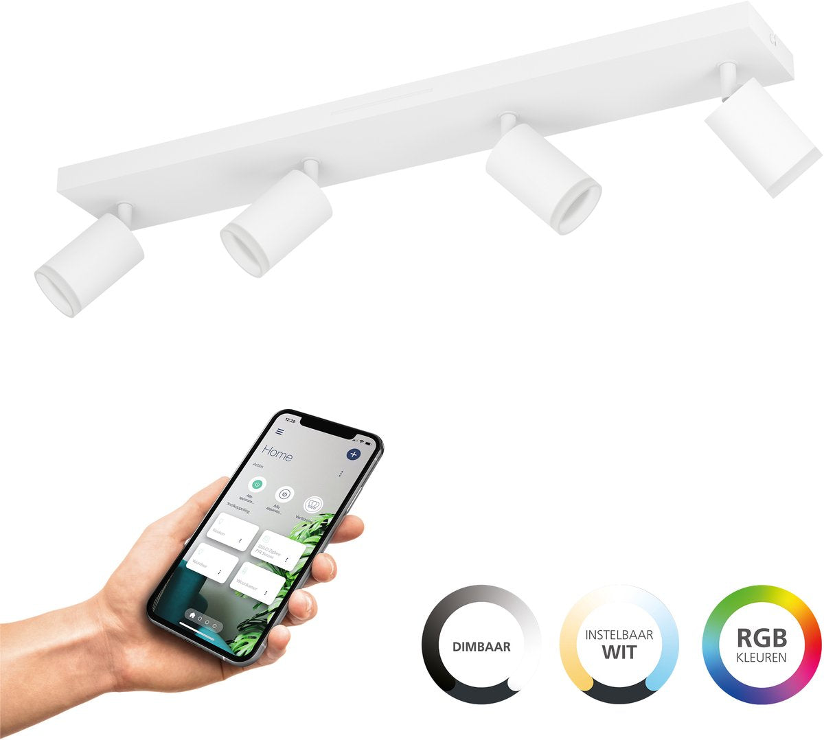 Eglo connect.z melitello-z smart spot - led - 68 cm - wit - instelbaar rgb wit licht - dimbaar - zigbee