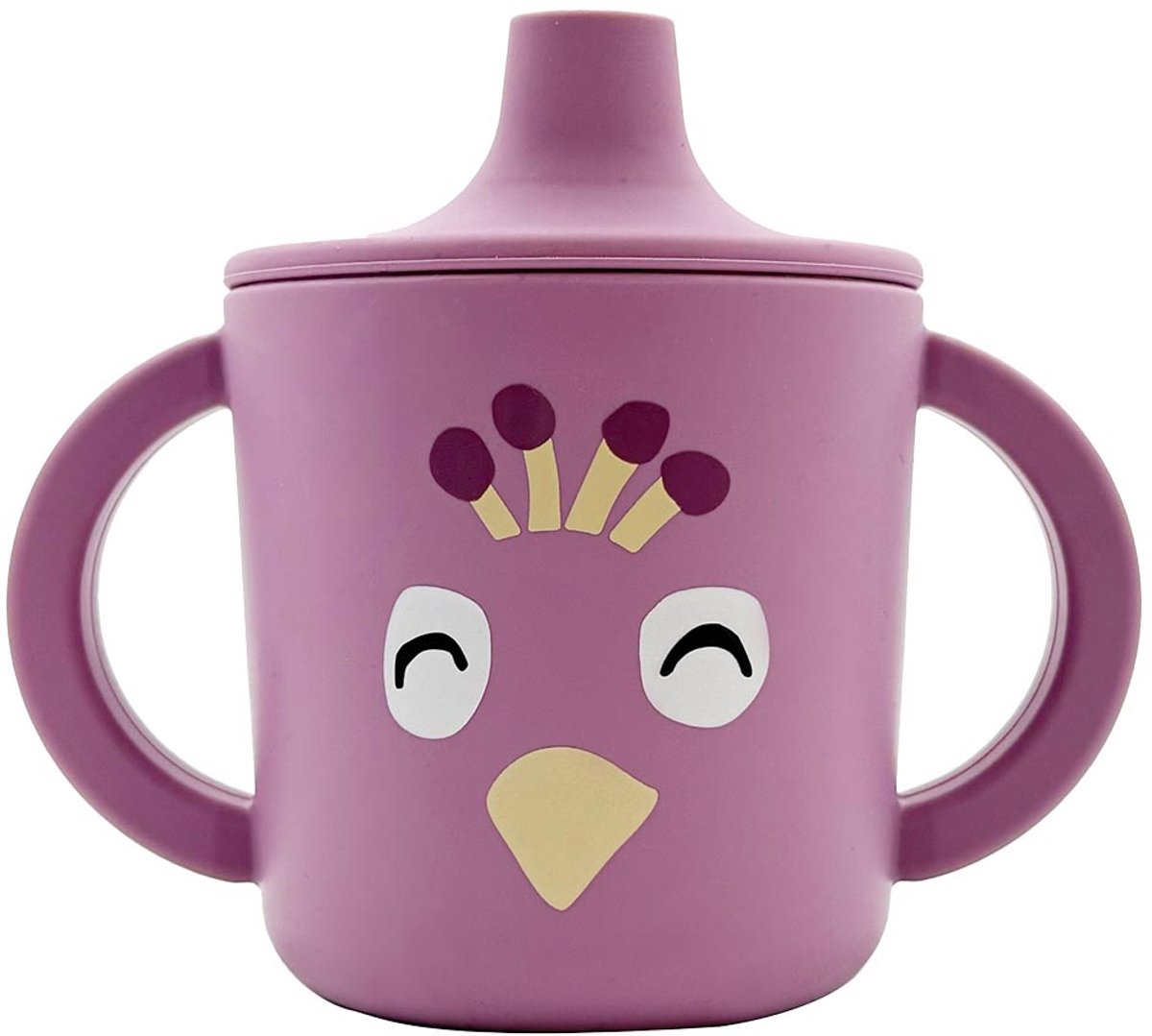 Trixie | tazza con beccuccio - signora. pavone - bicchiere per bebè - bicchiere antigoccia - per bambini dai 4 mesi - silicone - lavabile in lavastoviglie