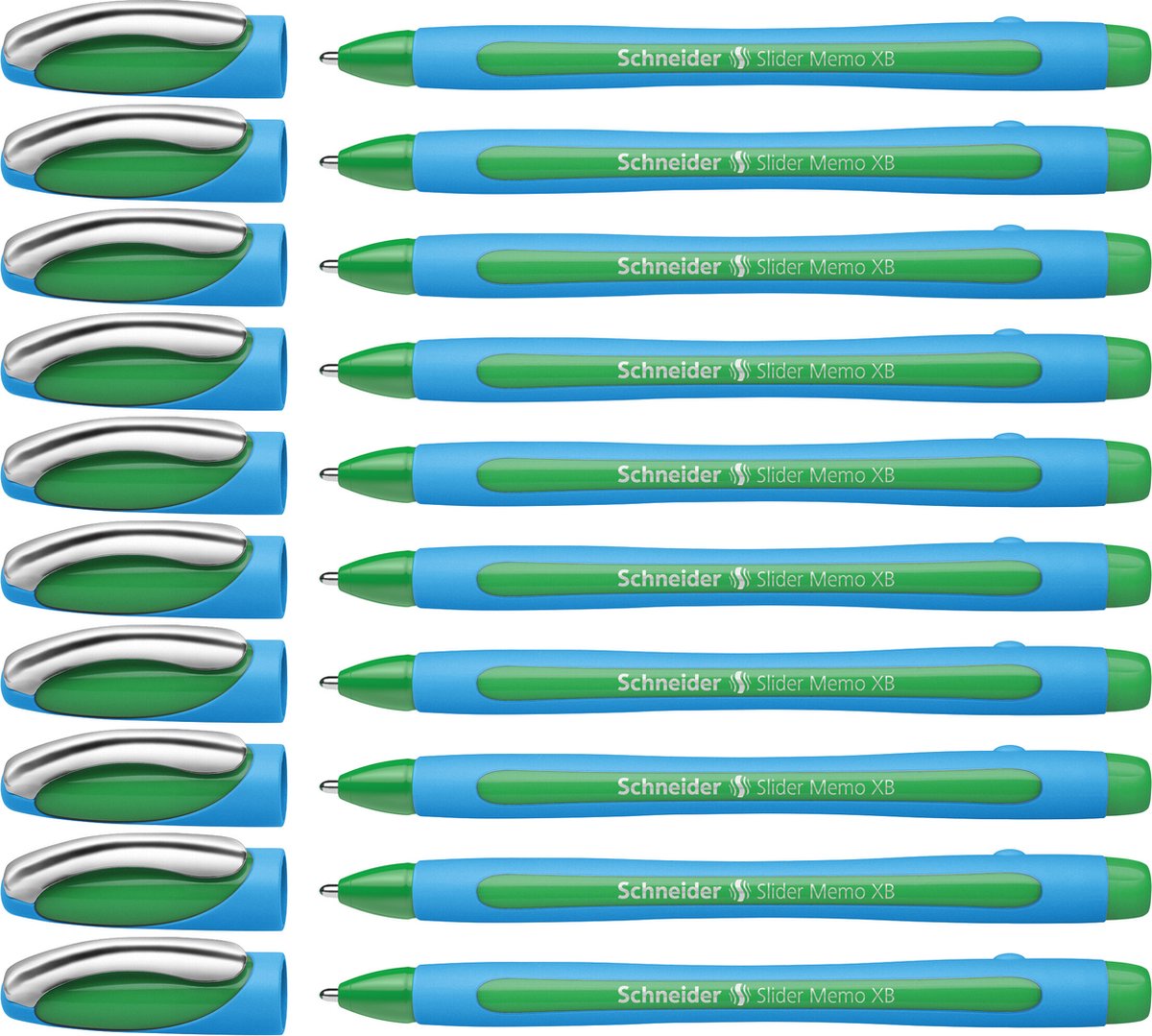 Strumenti di scrittura Schneider penna a sfera Schneider - slider memo - xb - 1.4mm - verde - 10 pezzi - s-150204-10