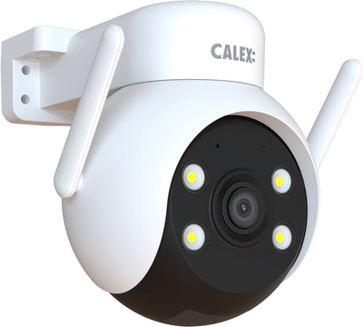 Calex outdoor security camera - 2k - pan tilt - smart surveillance camera with night vision - motion detection 2-way audio - white