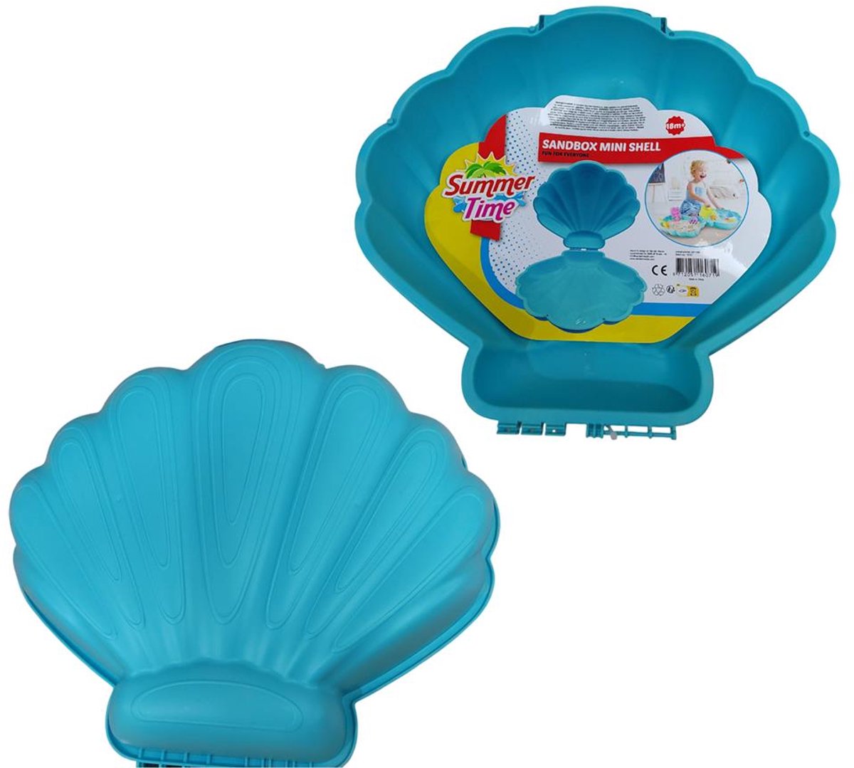 Mini concha de verano azul 45x43x16 cm con tapa - concha de arenero - juguetes para la arena - juguetes para el agua