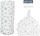 Lulujo hello world swaddle hat - blueberry