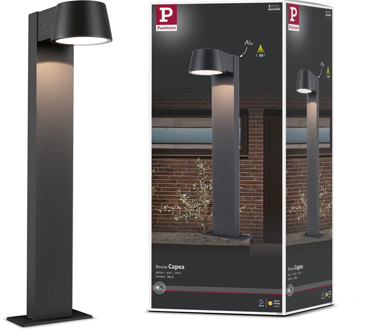 Paulmann lampione LED capea ip44 500 mm 3000k 6w 500lm 230v 98° alluminio antracite