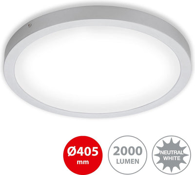 Briloner - Faretto da superficie LED - Lampada da soffitto, 24,5 Watt, 2.400 lumen, 4.000 Kelvin, rotondo, cromato opaco
